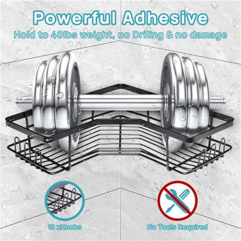 Corner Shower Caddy, 5 Pack No Drill Adhesive Shelves, Wall Mounted